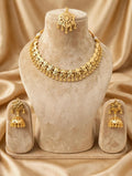 Royal Gold Floral Necklace Set with Jhumka Earring & Tikka