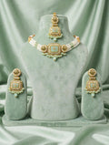 Mint Green Kundan Pearl Necklace with Earring & Tikka