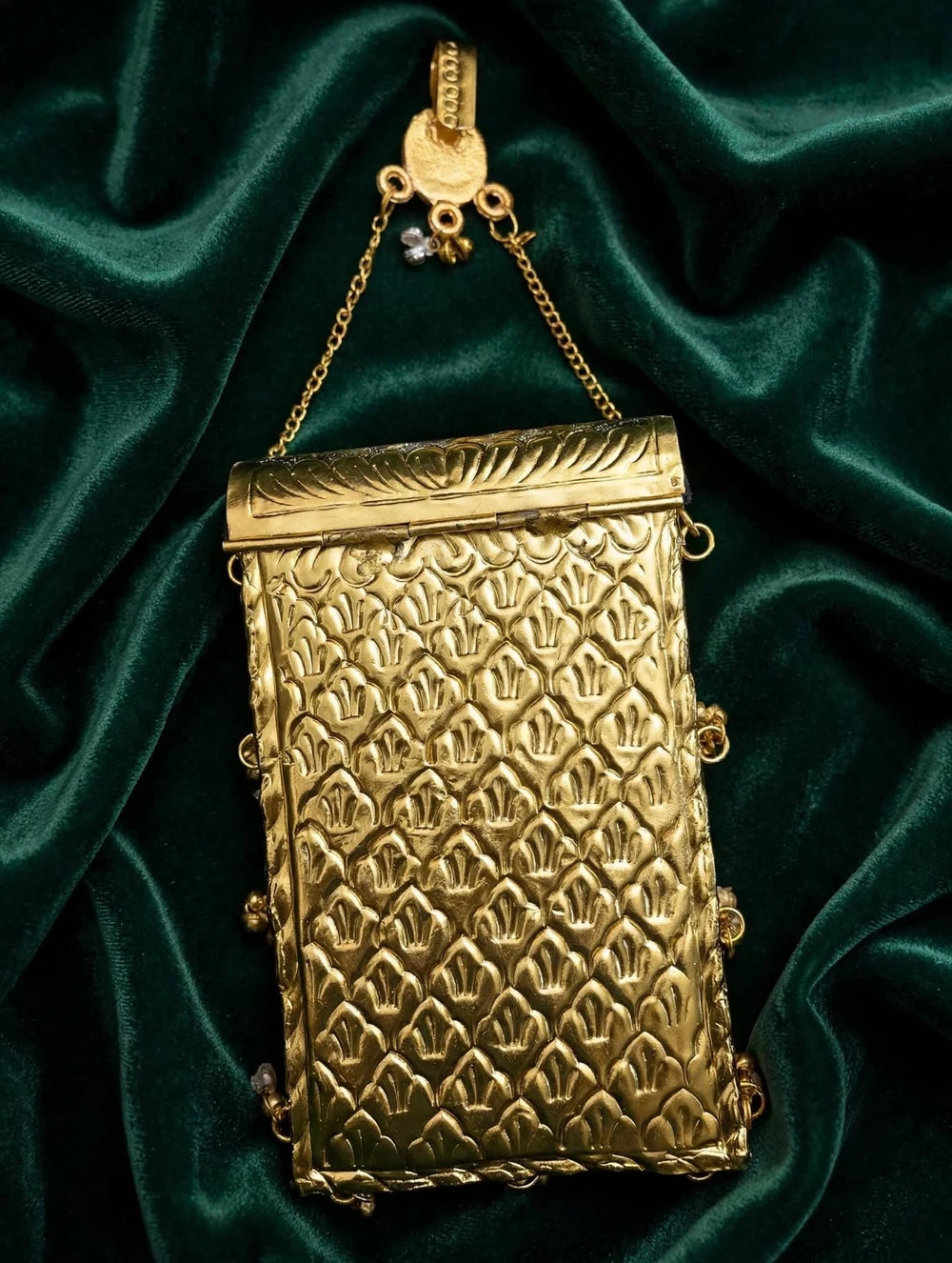 Antique Gold & Silver Peacock Palm Metal Clutch Purse