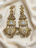 White & Gold Statement Earrings