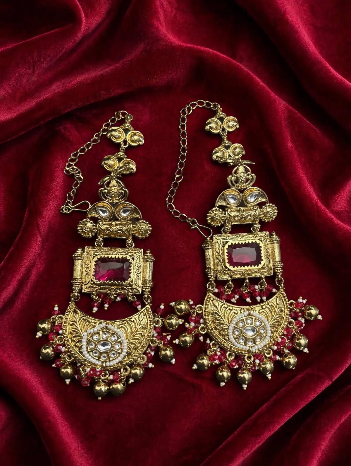 Red & Gold Statement Earrings